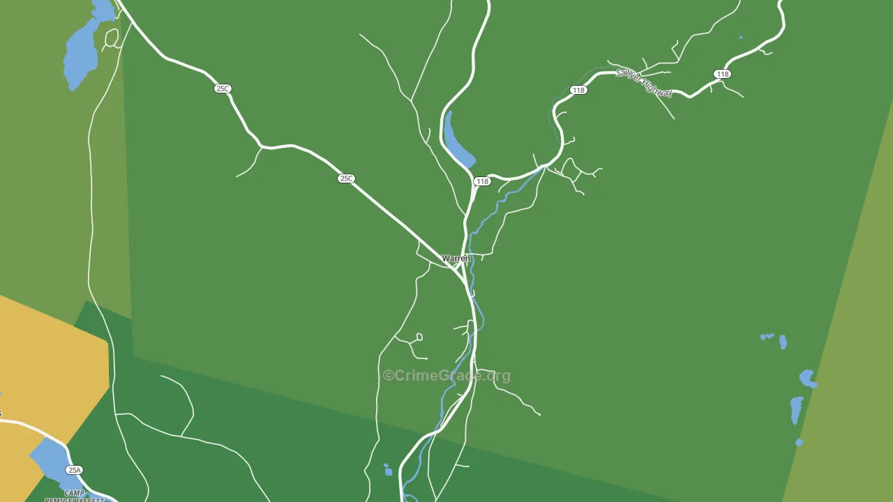Warren, NH Map of Vehicle Theft Rates