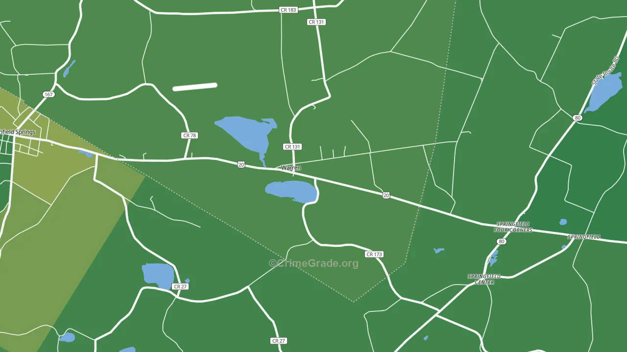 Warren, NY Map of Vehicle Theft Rates