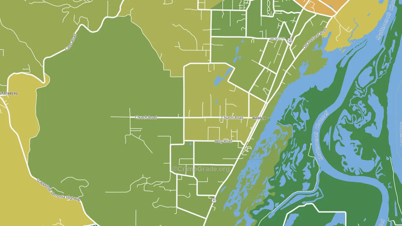 Warren, OR Map of Vehicle Theft Rates