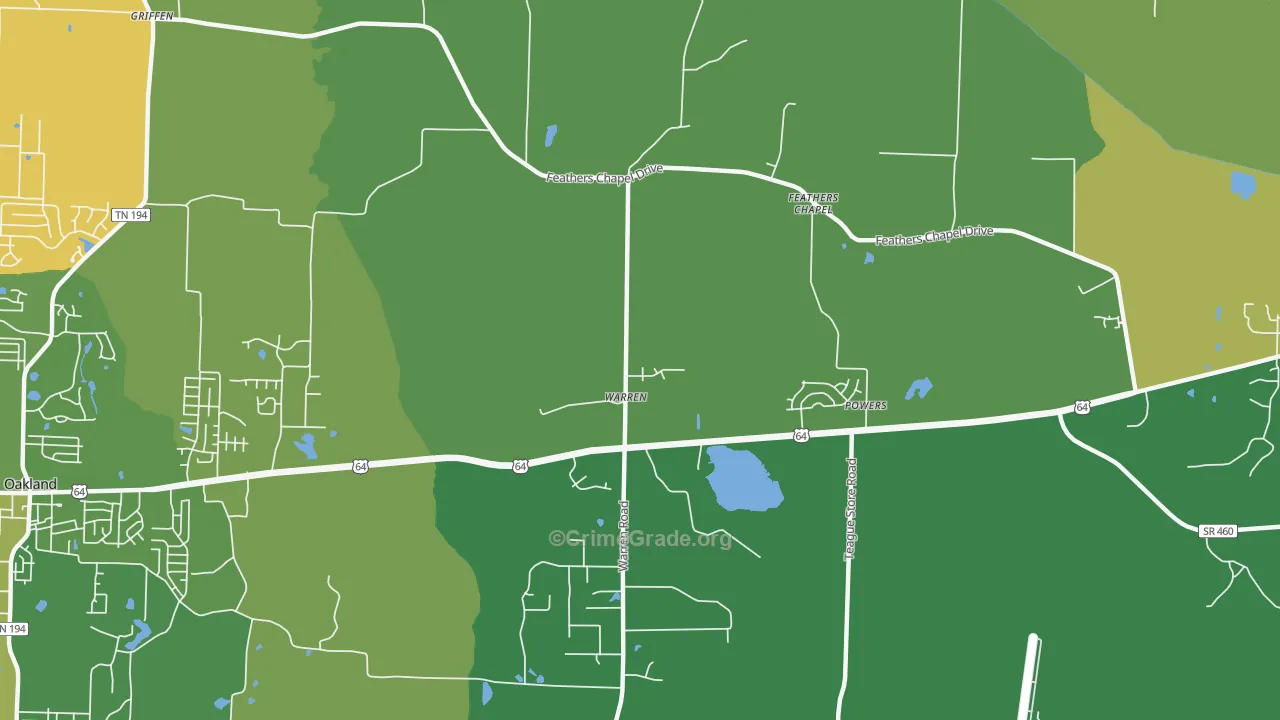 Warren, TN Map of Vehicle Theft Rates