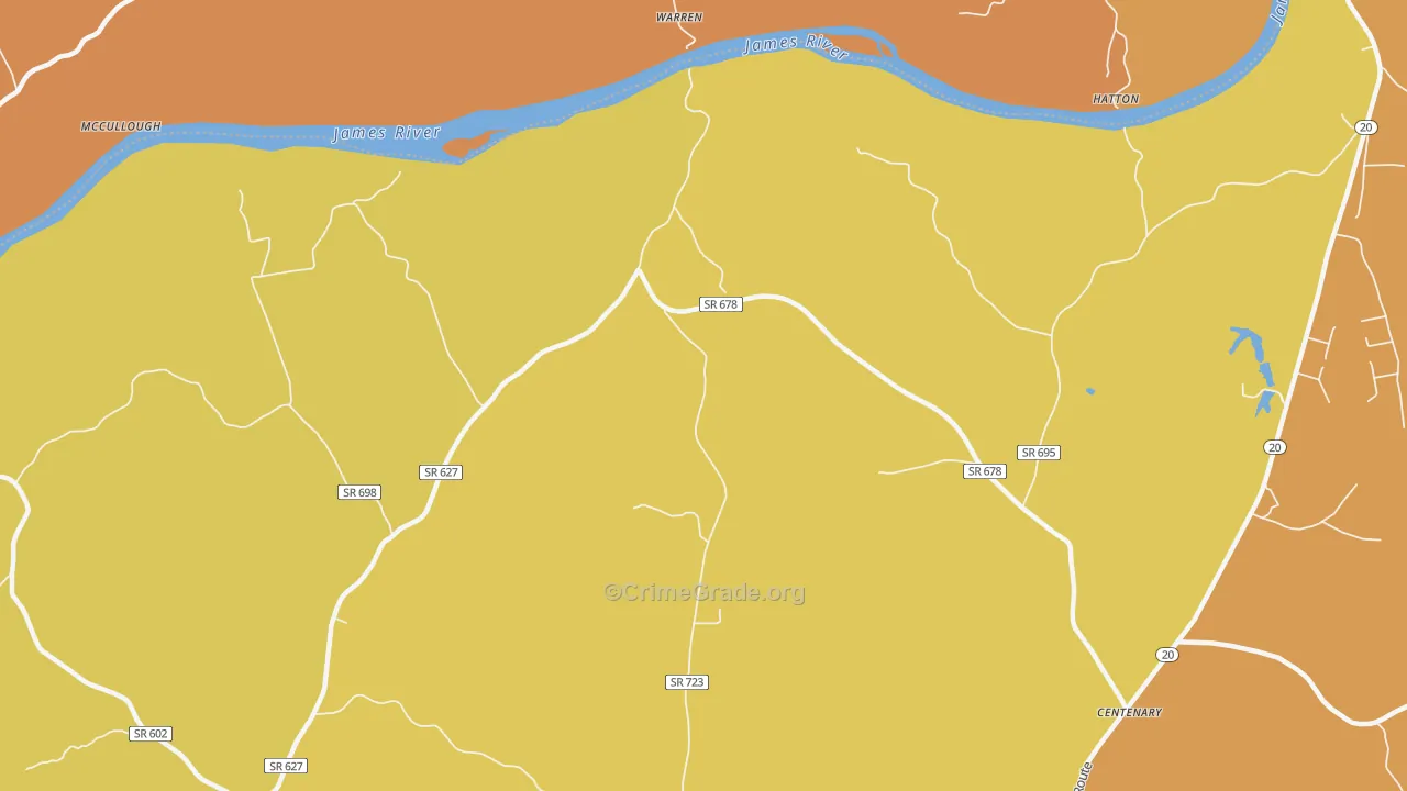 Warren, VA Map of Vehicle Theft Rates