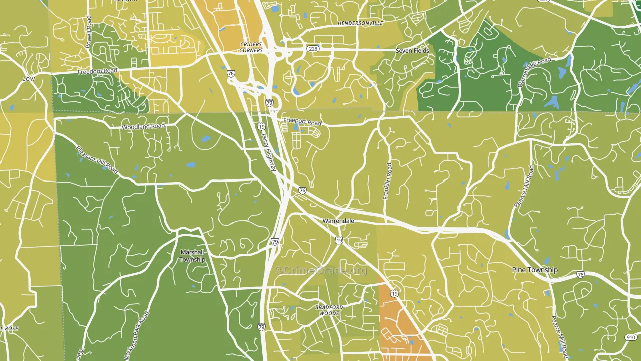 Warrendale, PA Map of Vehicle Theft Rates