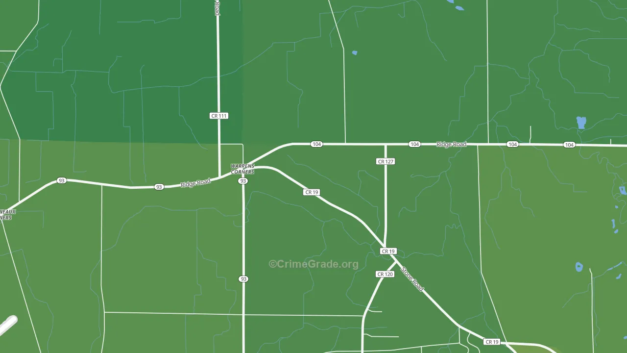 Warrens Corners, NY Map of Vehicle Theft Rates