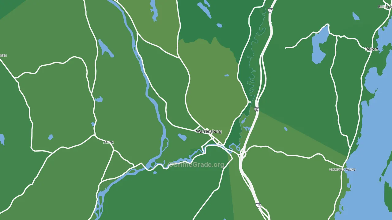 Warrensburg, NY Map of Vehicle Theft Rates