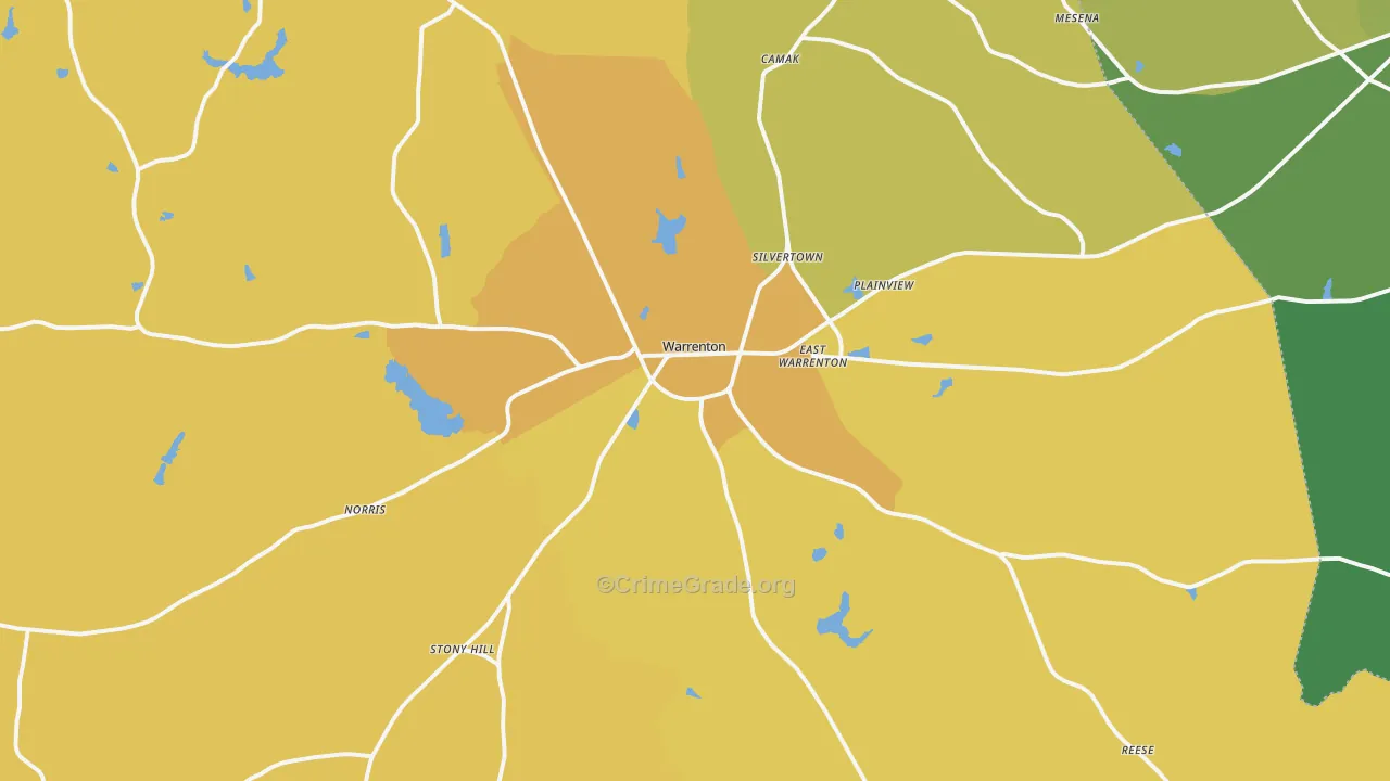 Warrenton, GA Map of Vehicle Theft Rates