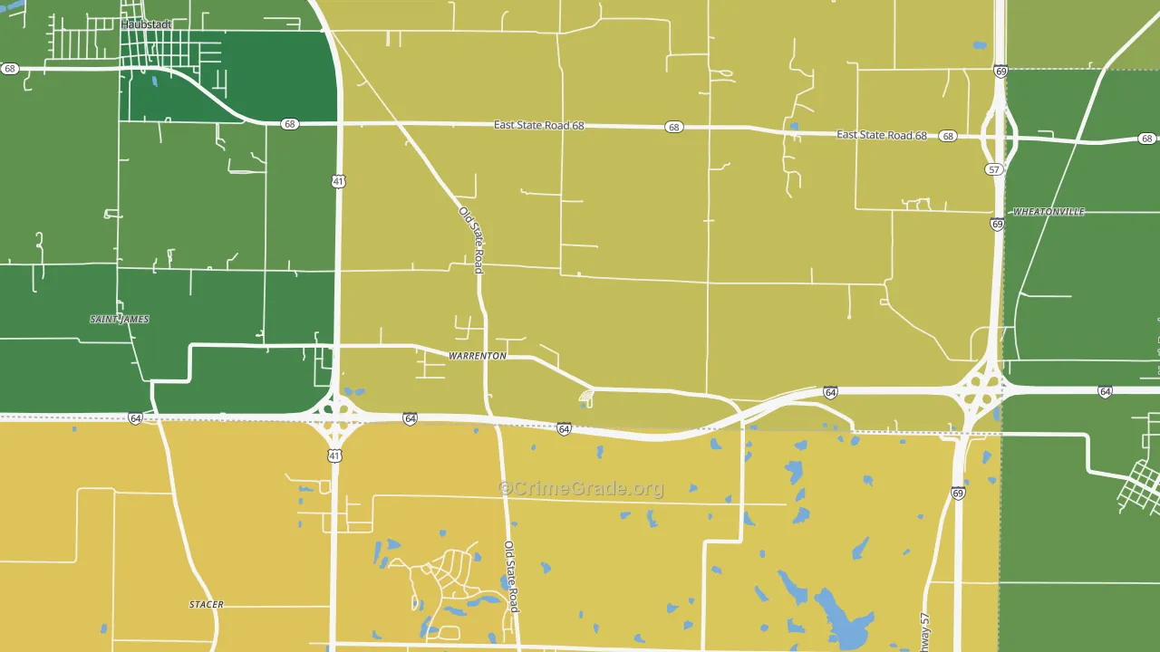 Warrenton, IN Map of Vehicle Theft Rates