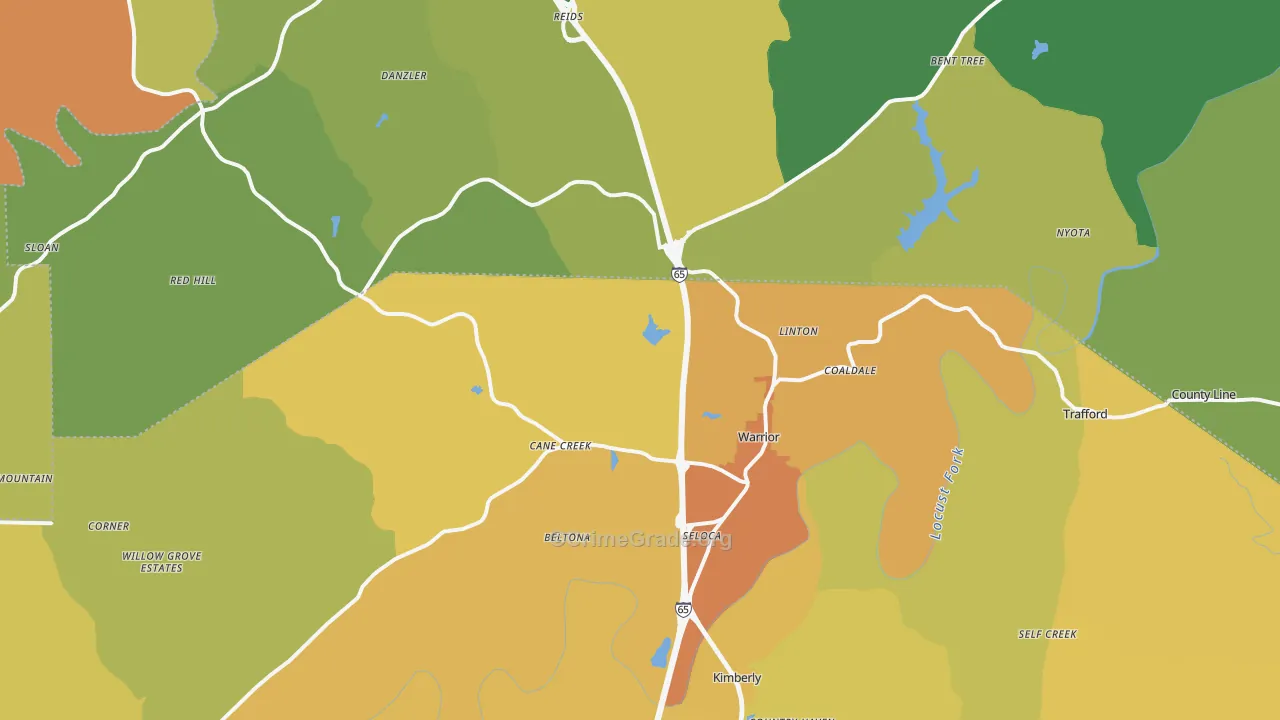 Warrior, AL Map of Vehicle Theft Rates
