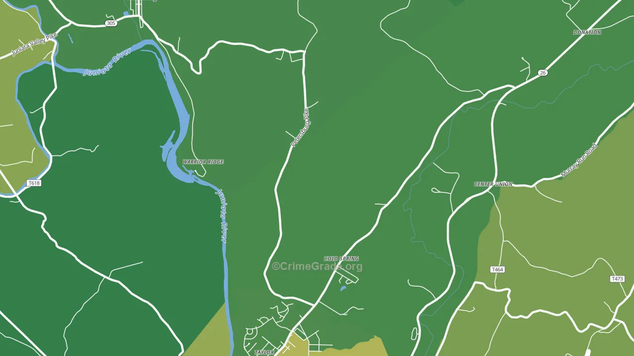 Warrior Ridge, PA Map of Vehicle Theft Rates