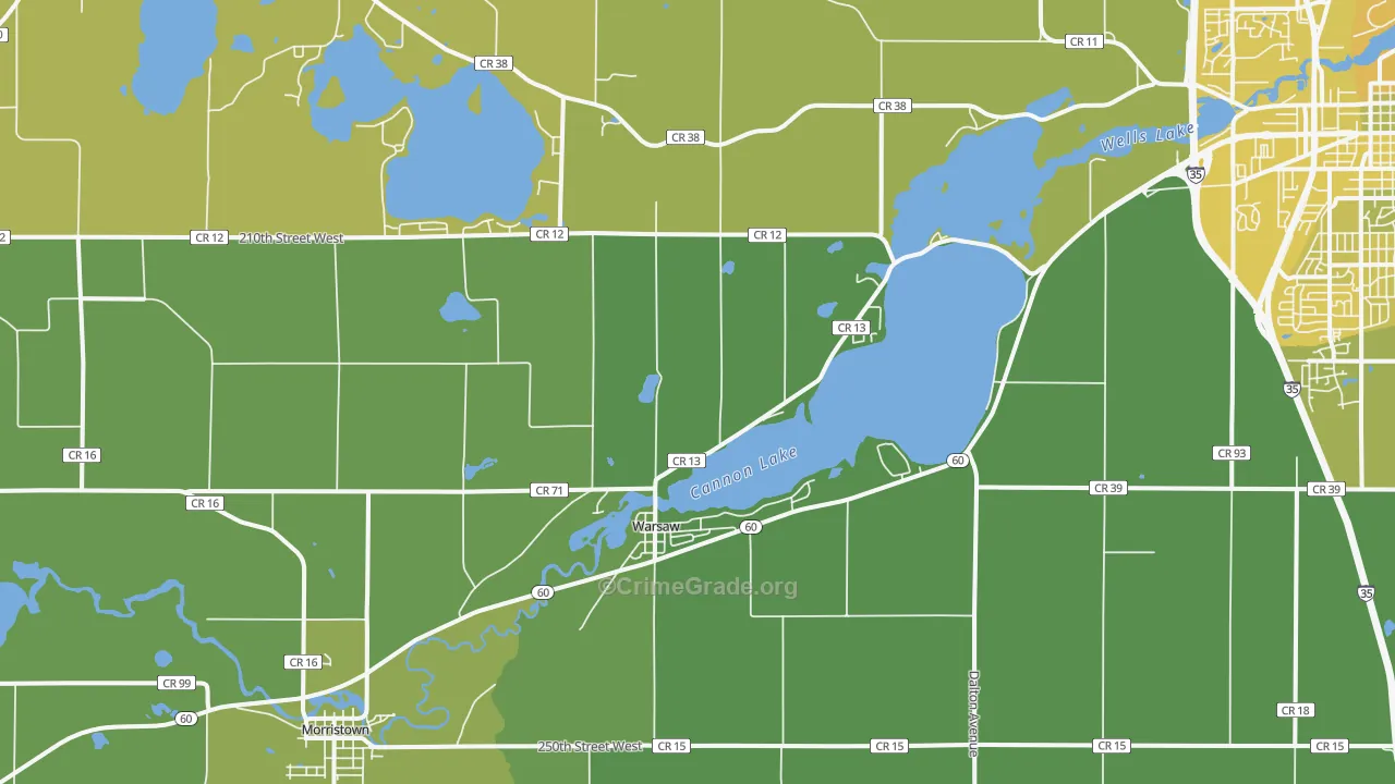 Warsaw, MN Map of Vehicle Theft Rates
