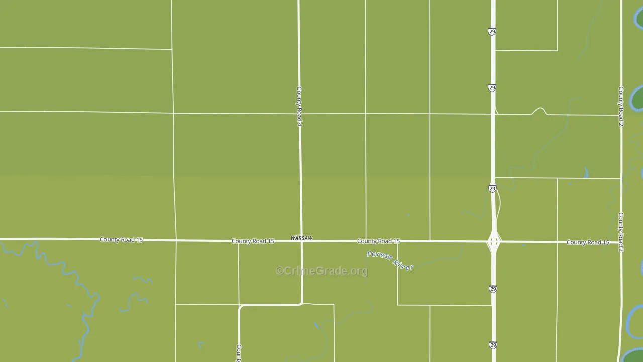 Warsaw, ND Map of Vehicle Theft Rates