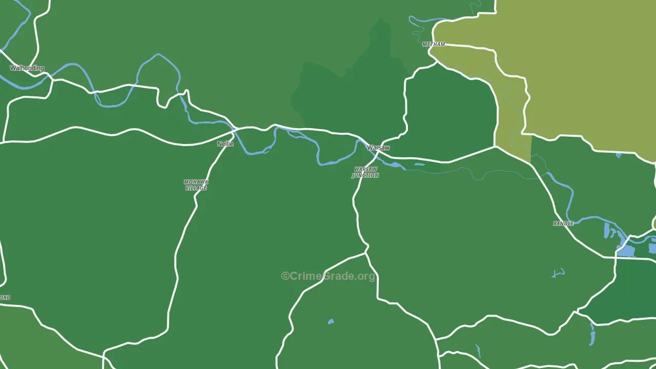 Warsaw, OH Map of Vehicle Theft Rates