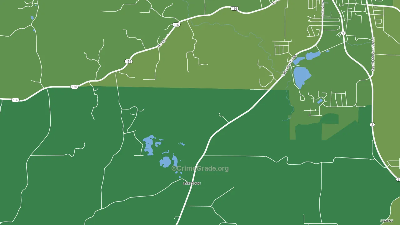 Wartburg, IL Map of Vehicle Theft Rates