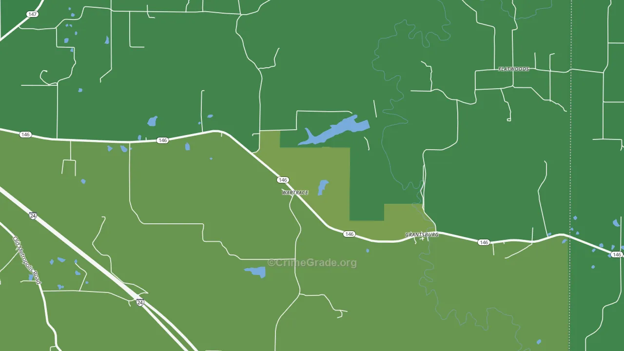 Wartrace, IL Map of Vehicle Theft Rates