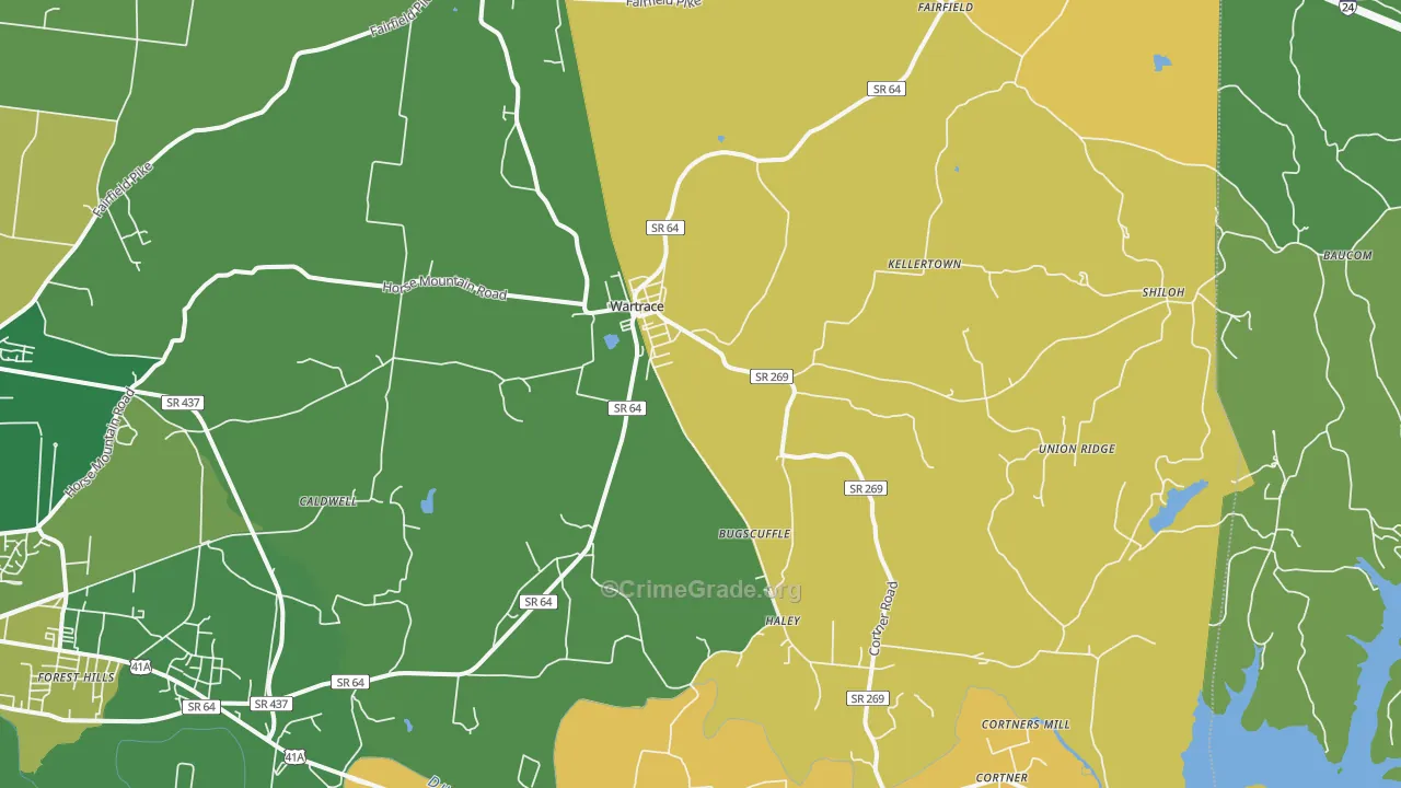 Wartrace, TN Map of Vehicle Theft Rates