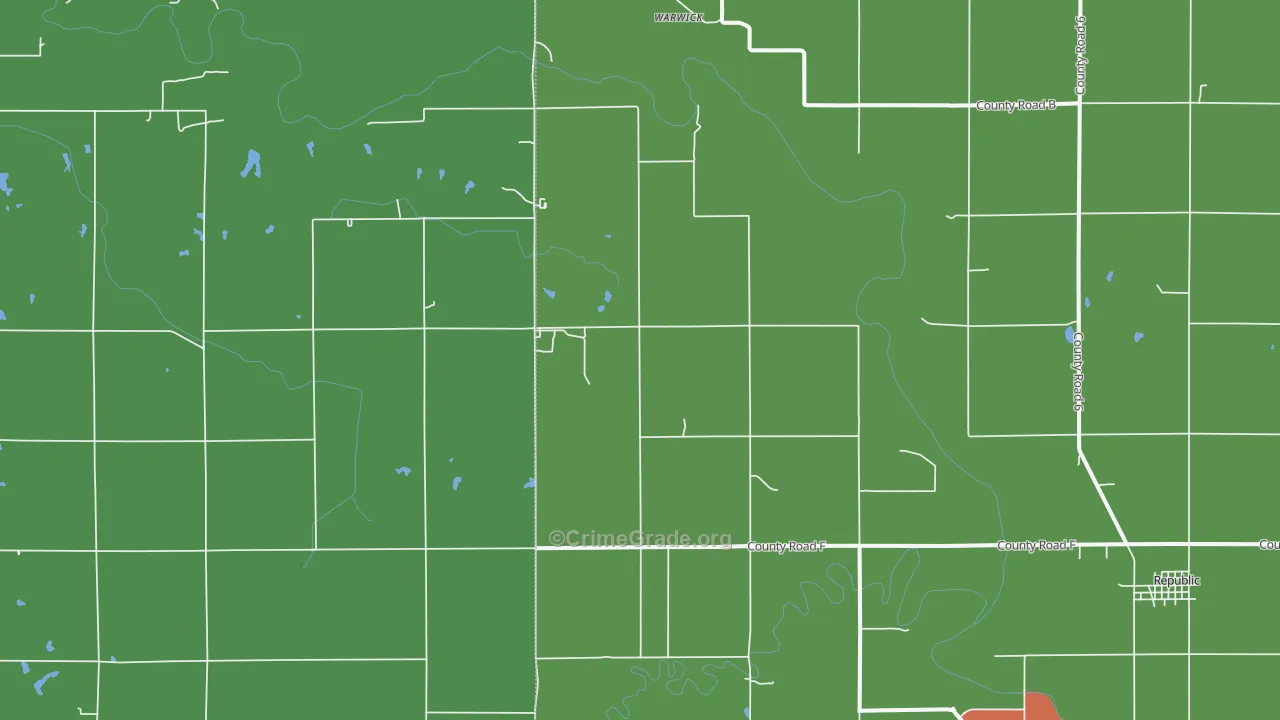 Warwick, KS Map of Vehicle Theft Rates