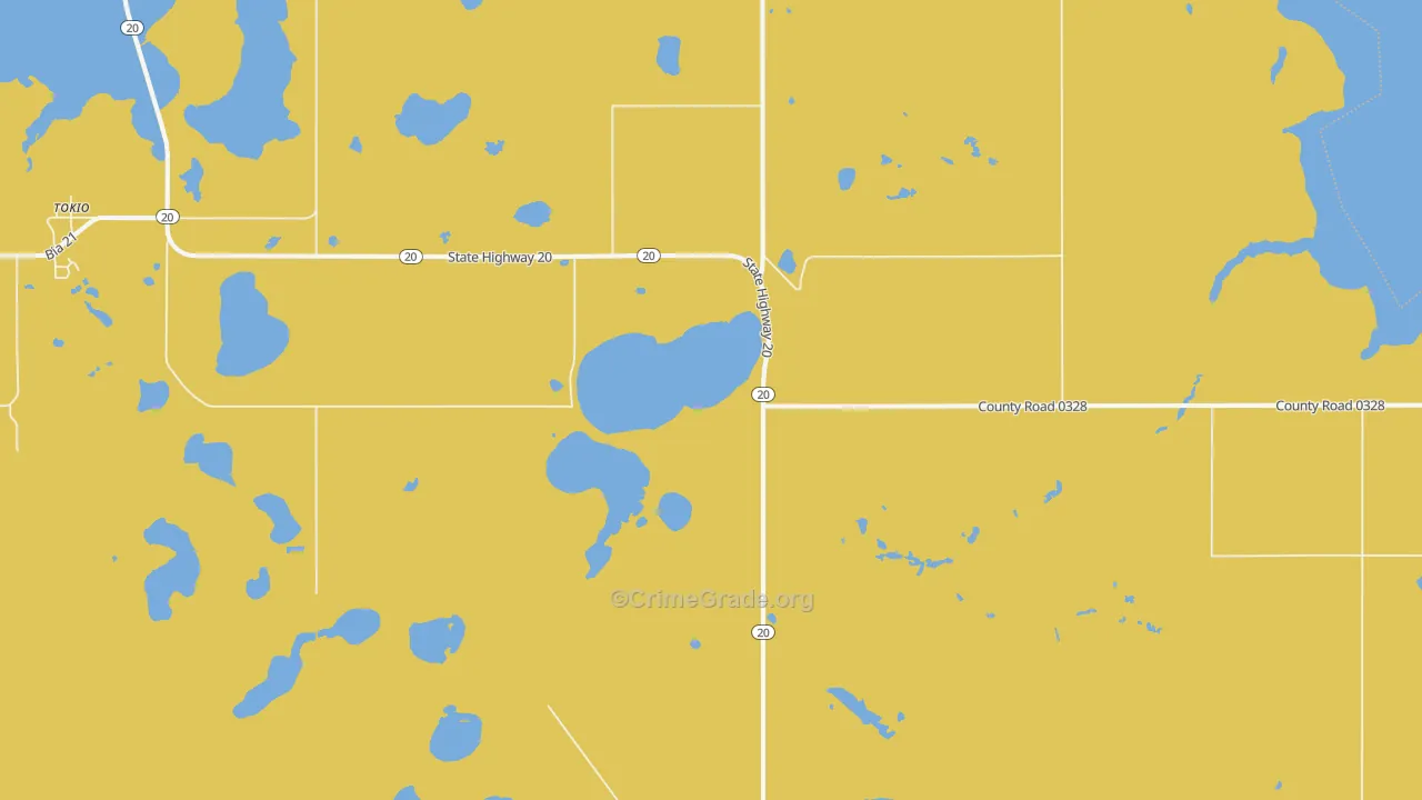 Warwick, ND Map of Vehicle Theft Rates