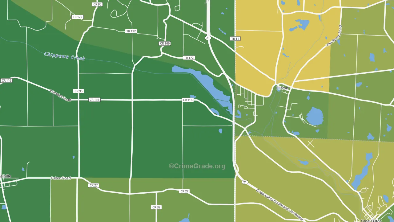 Warwick, OH Map of Vehicle Theft Rates