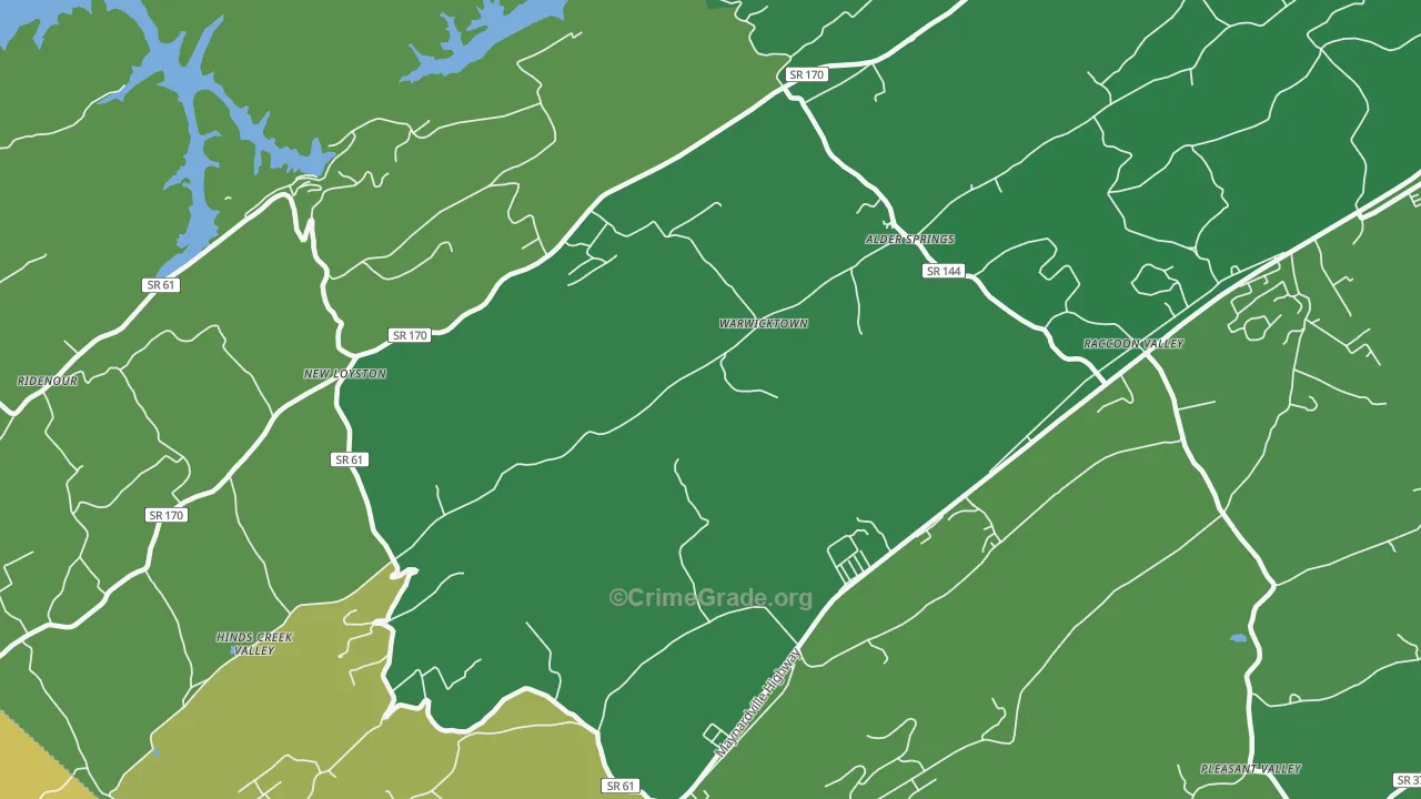 Warwicktown, TN Map of Vehicle Theft Rates