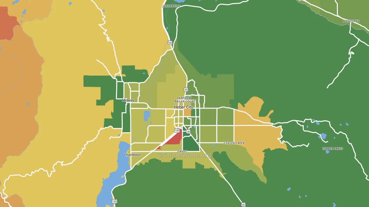 Wasatch County, UT Map of Vehicle Theft Rates
