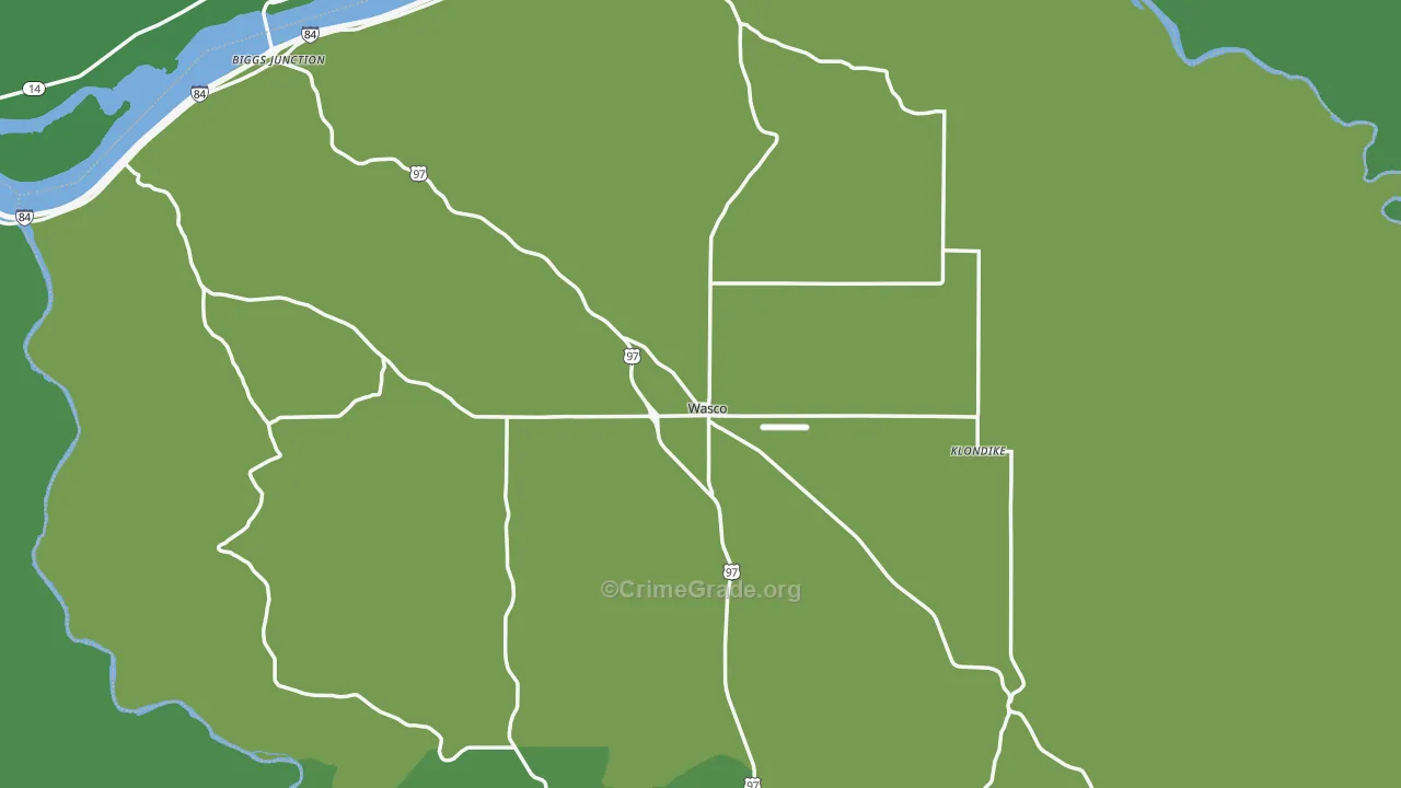 Wasco, OR Map of Vehicle Theft Rates