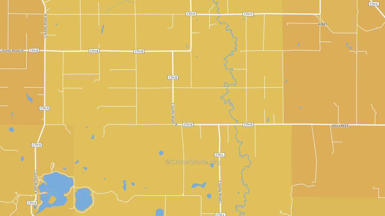 Wascott, WI Map of Vehicle Theft Rates