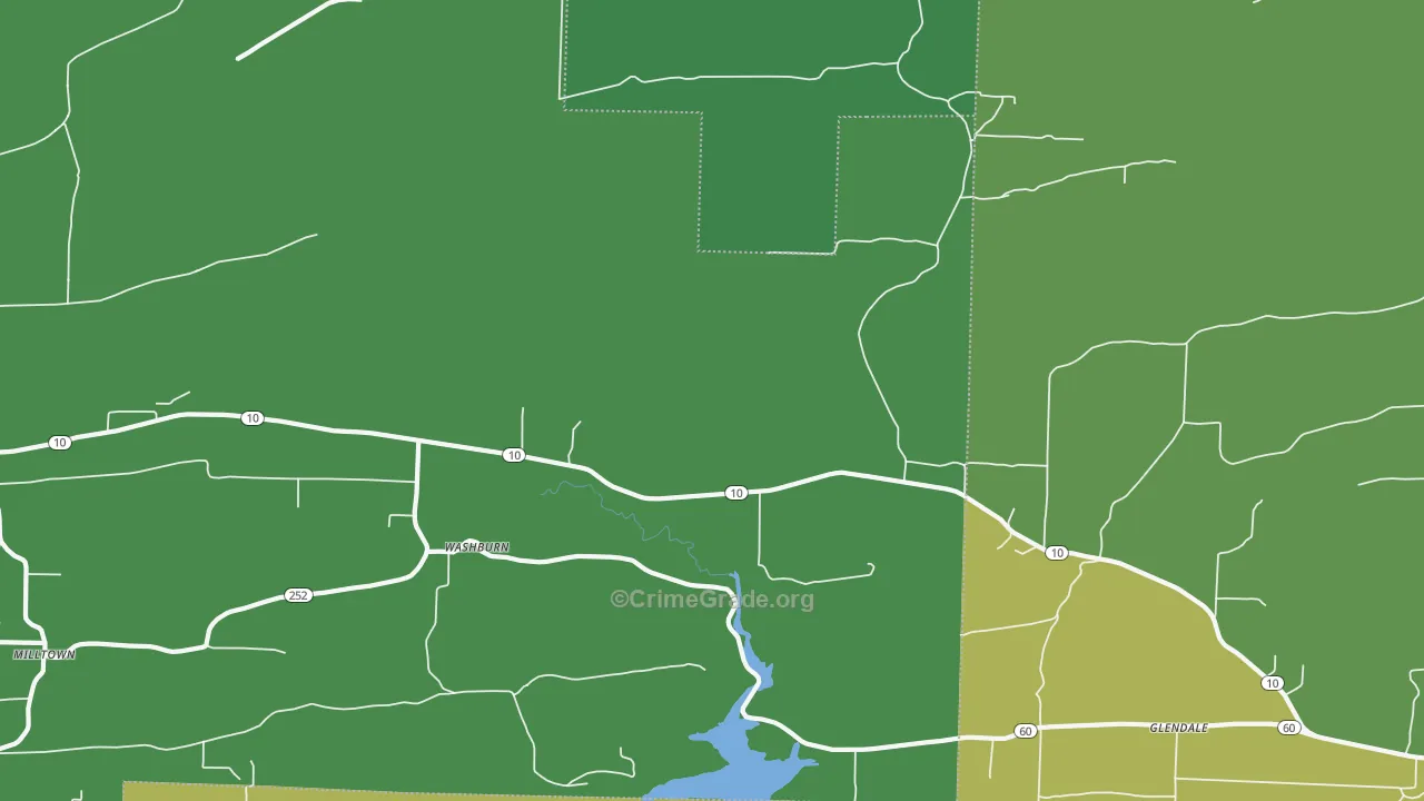 Washburn, AR Map of Vehicle Theft Rates