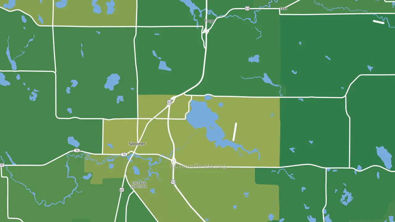 Washburn County, WI Map of Vehicle Theft Rates