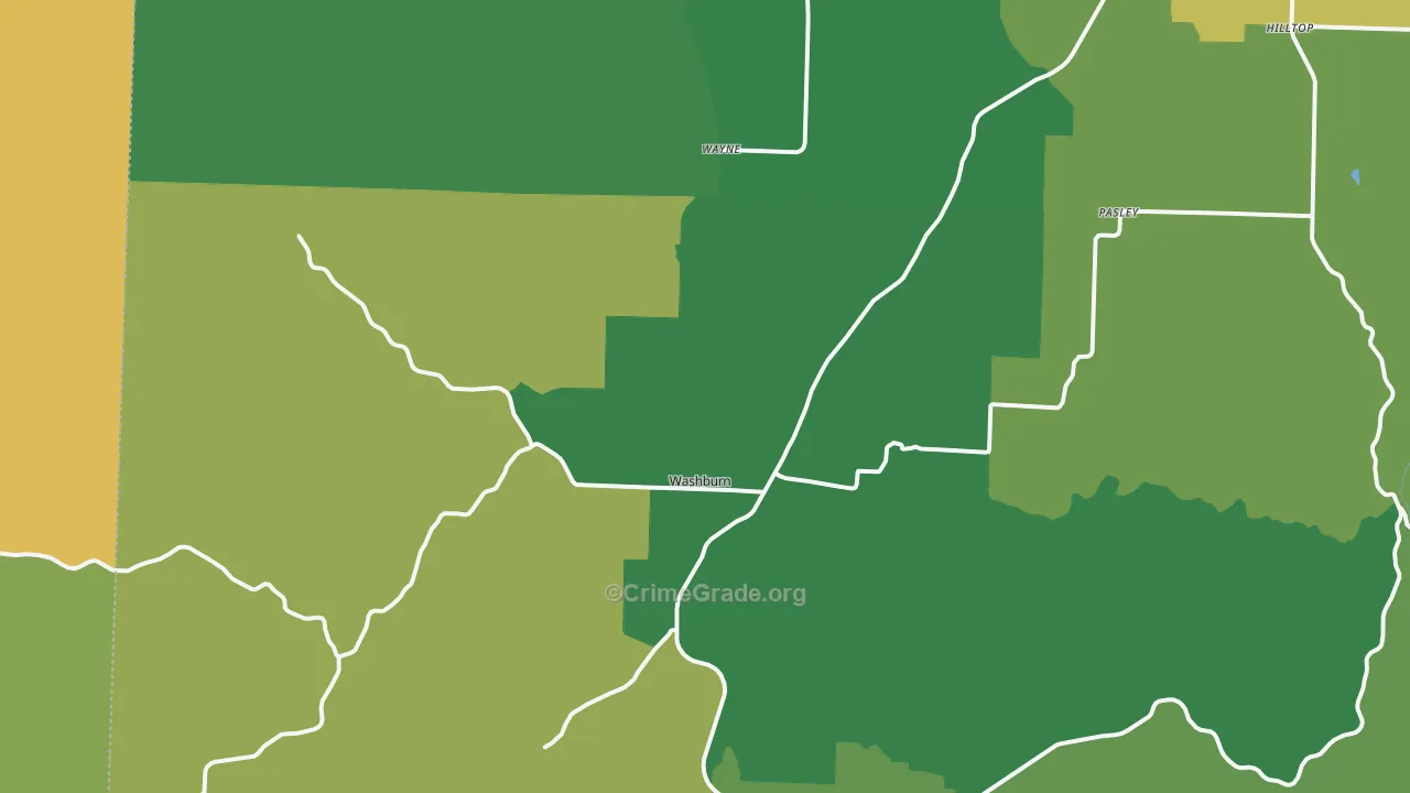 Washburn, MO Map of Vehicle Theft Rates