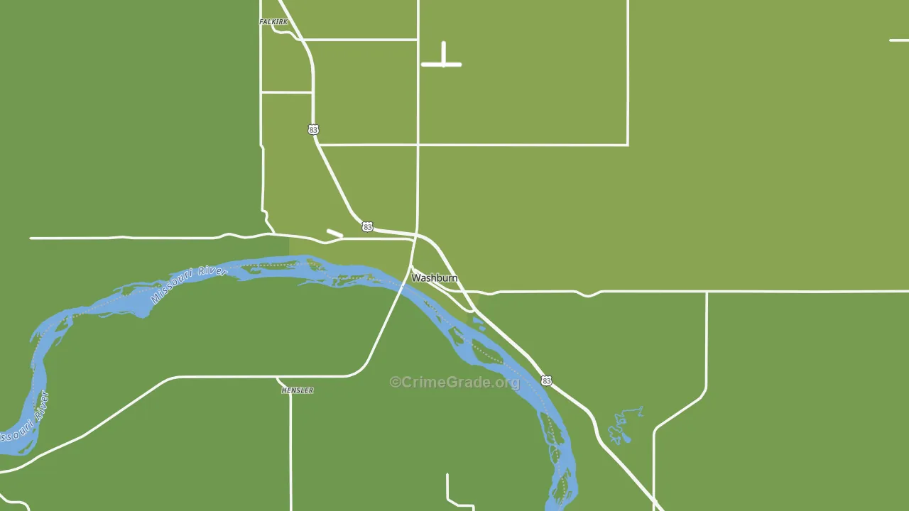 Washburn, ND Map of Vehicle Theft Rates