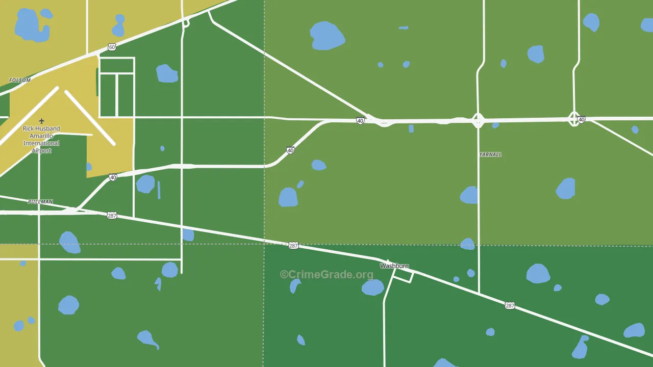 Washburn, TX Map of Vehicle Theft Rates