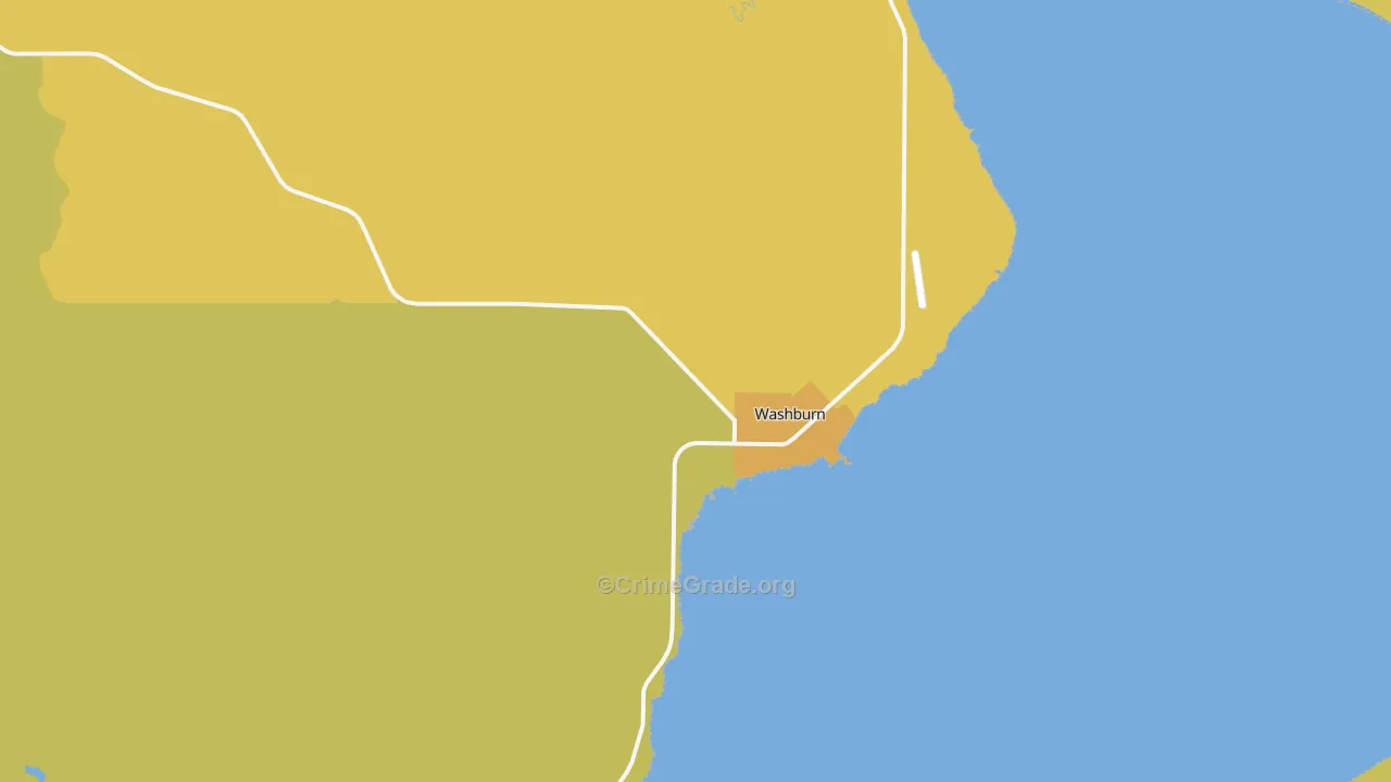 Washburn, WI Map of Vehicle Theft Rates