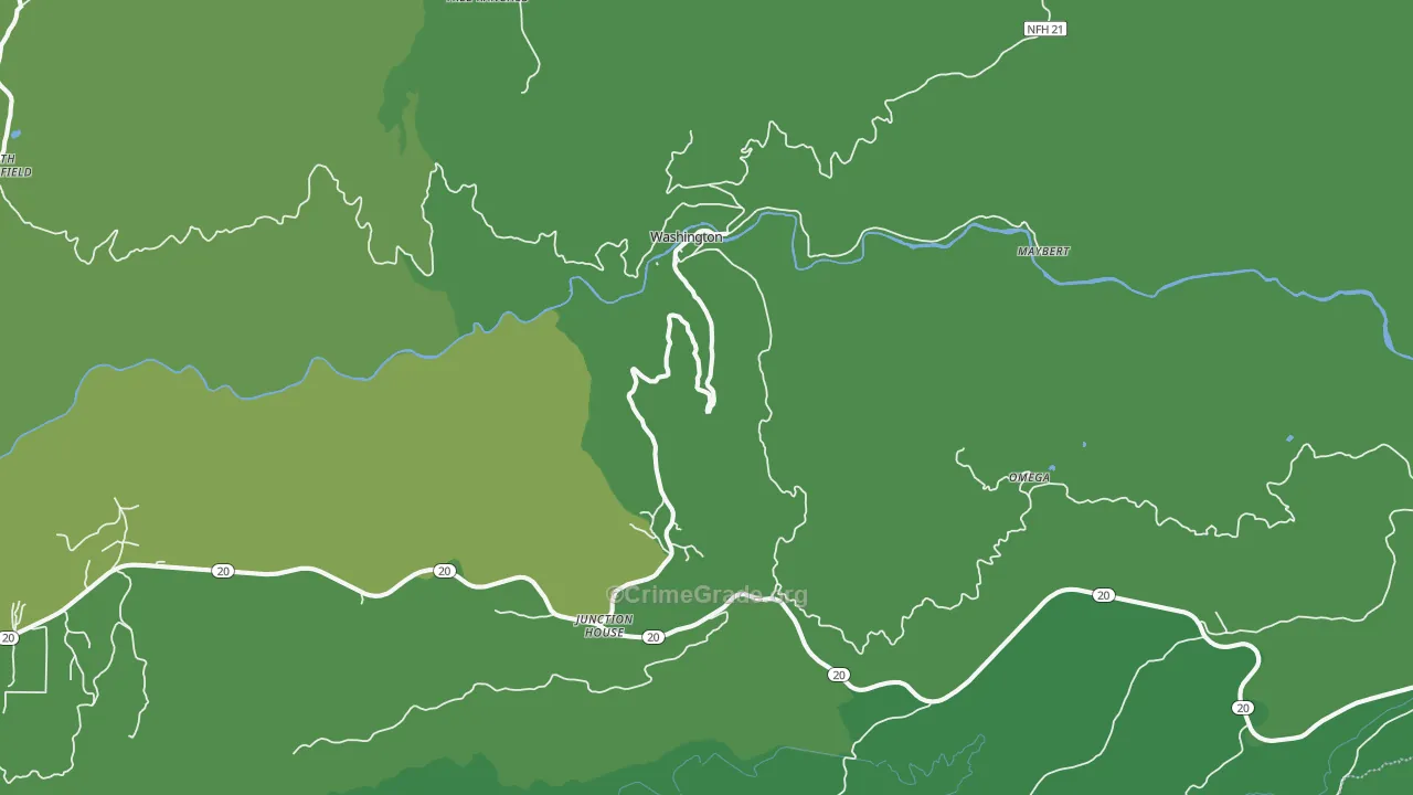 Washington, CA Map of Vehicle Theft Rates