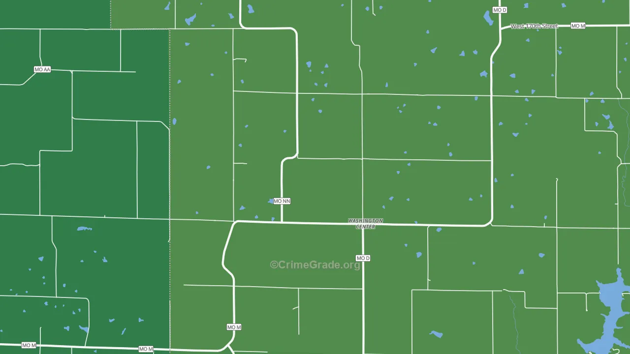 Washington Center, MO Map of Vehicle Theft Rates