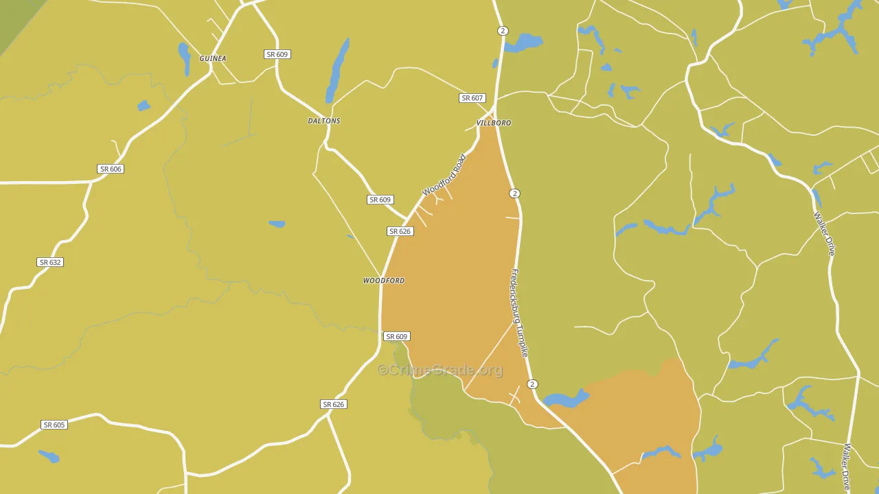 Washington Corner, VA Map of Vehicle Theft Rates