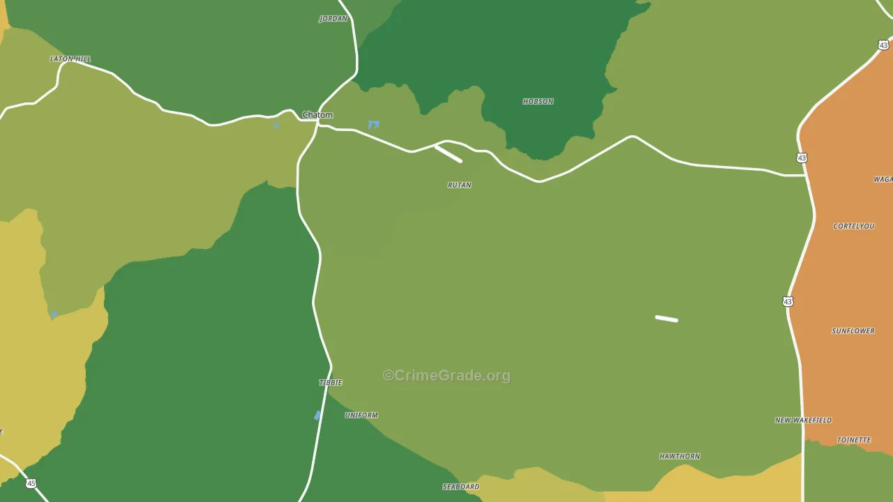 Washington County, AL Map of Vehicle Theft Rates