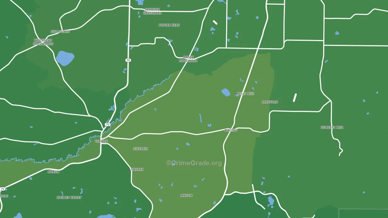Washington County, FL Map of Vehicle Theft Rates