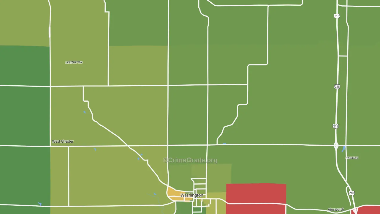 Washington County, IA Map of Vehicle Theft Rates