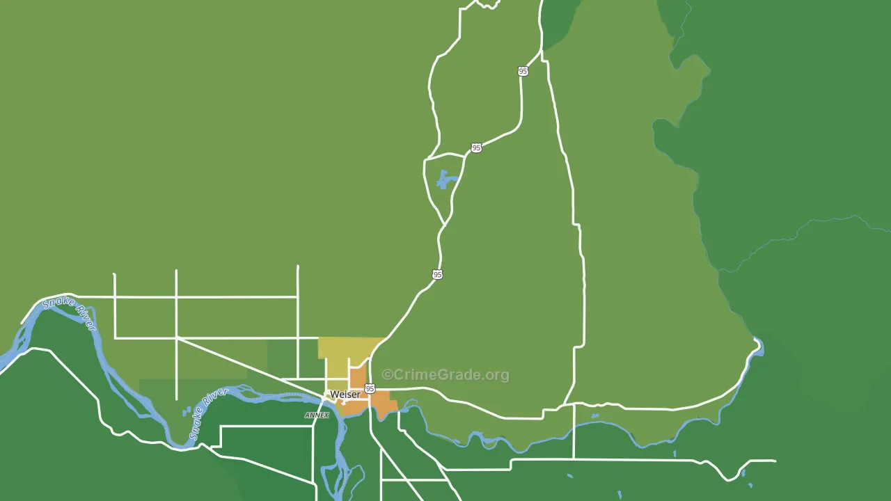 Washington County, ID Map of Vehicle Theft Rates