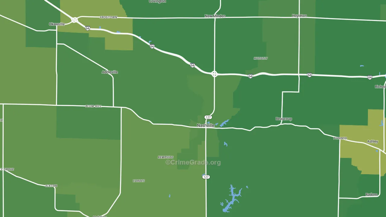 Washington County, IL Map of Vehicle Theft Rates