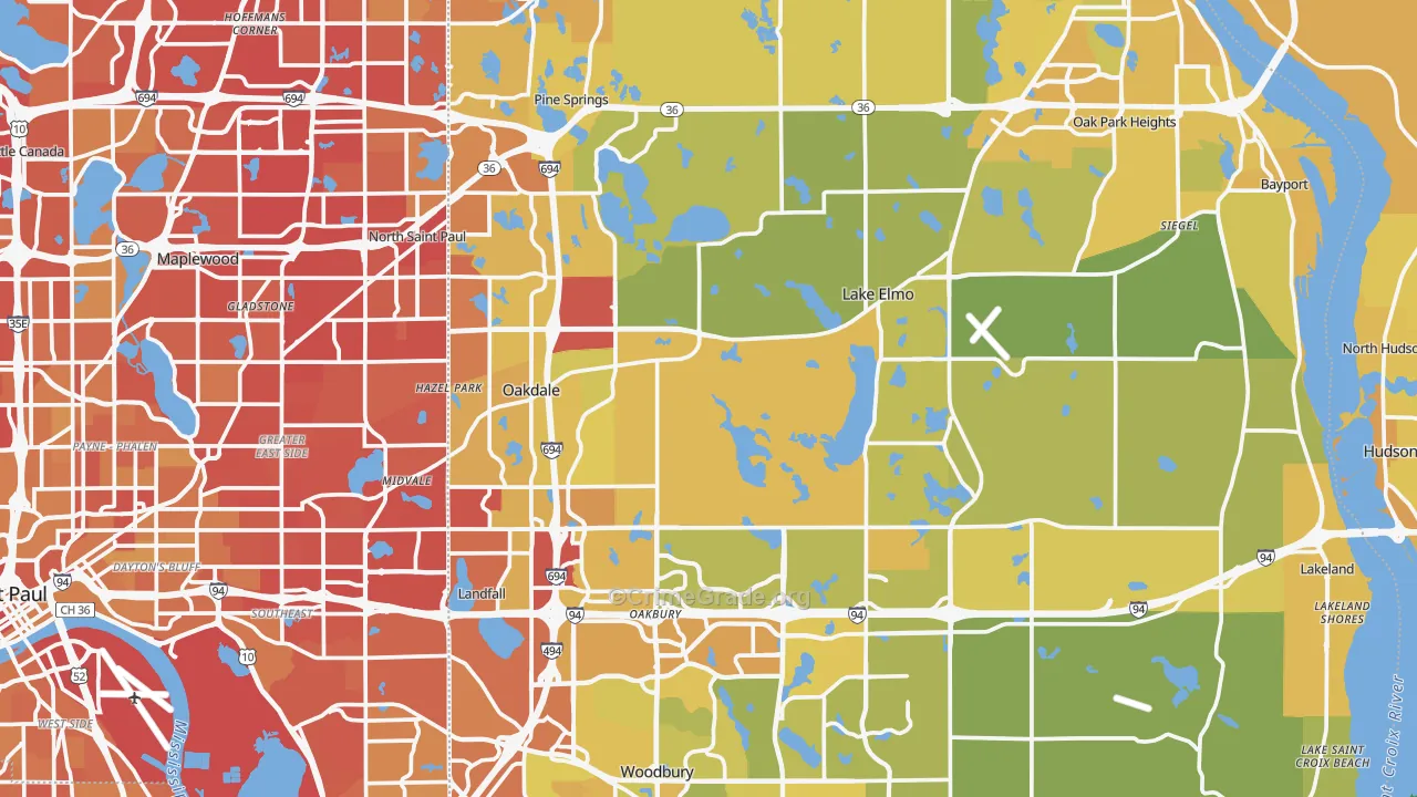 Washington County, MN Map of Vehicle Theft Rates