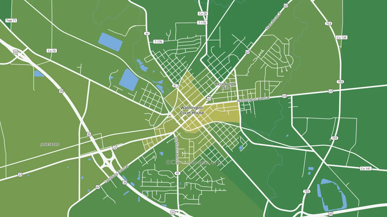 Washington Court House Historic District, Washington Court H Map of Vehicle Theft Rates