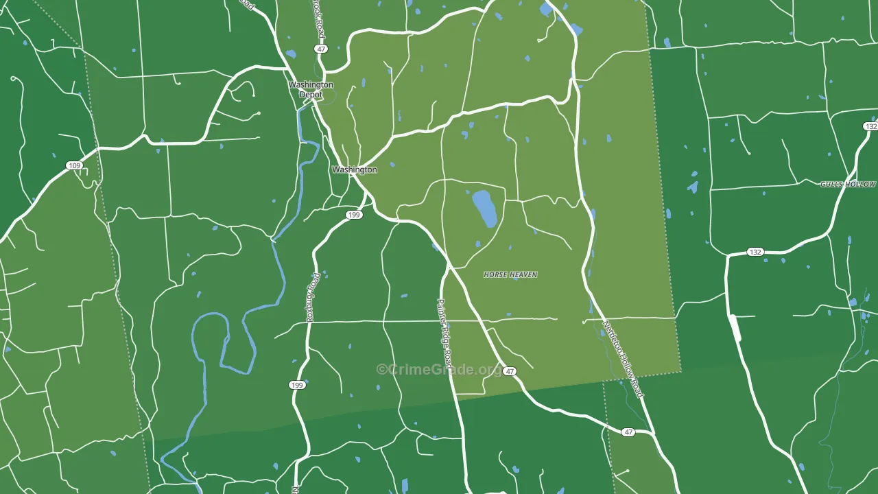 Washington, CT Map of Vehicle Theft Rates