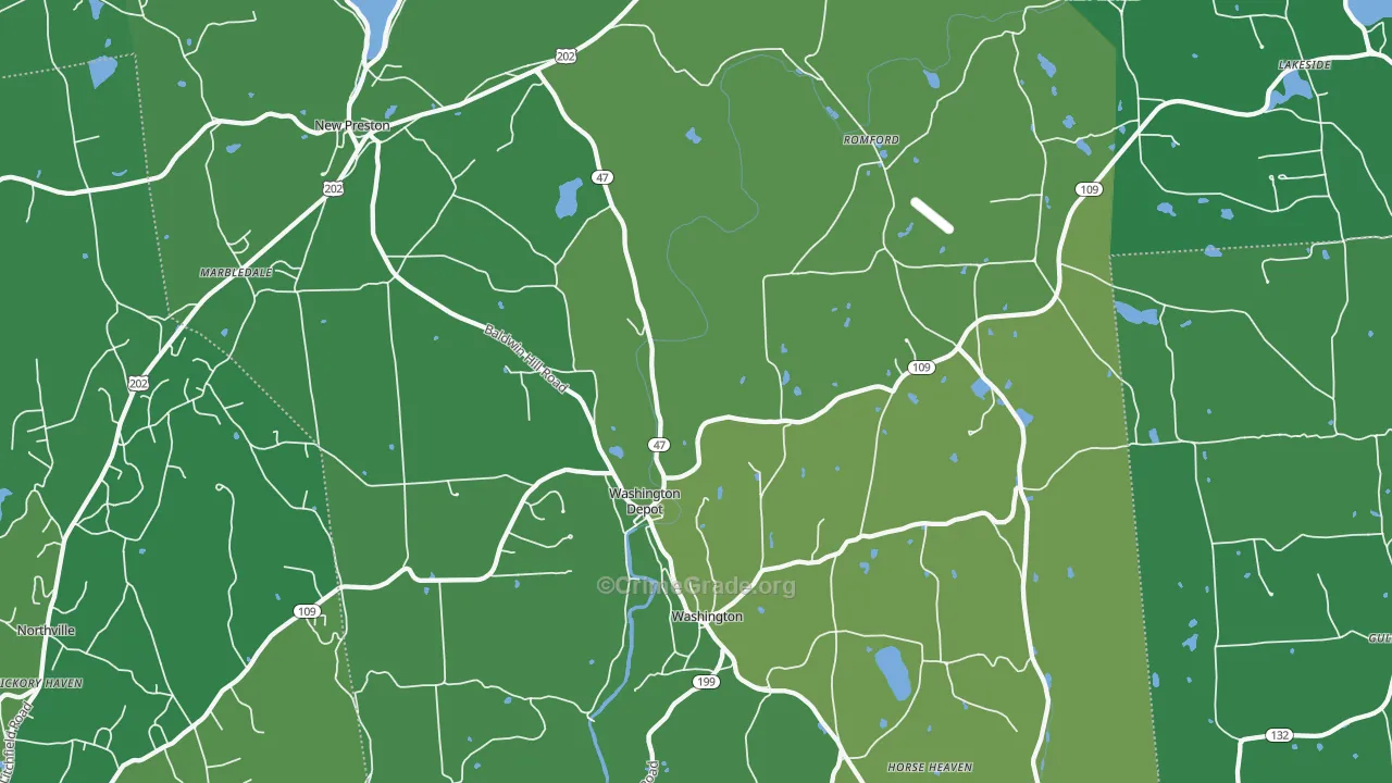 Washington Depot, CT Map of Vehicle Theft Rates