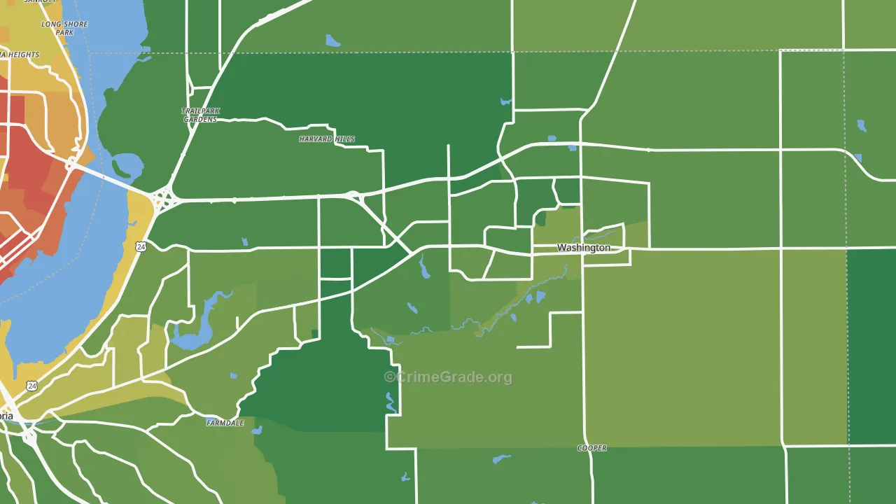 Washington, IL Map of Vehicle Theft Rates