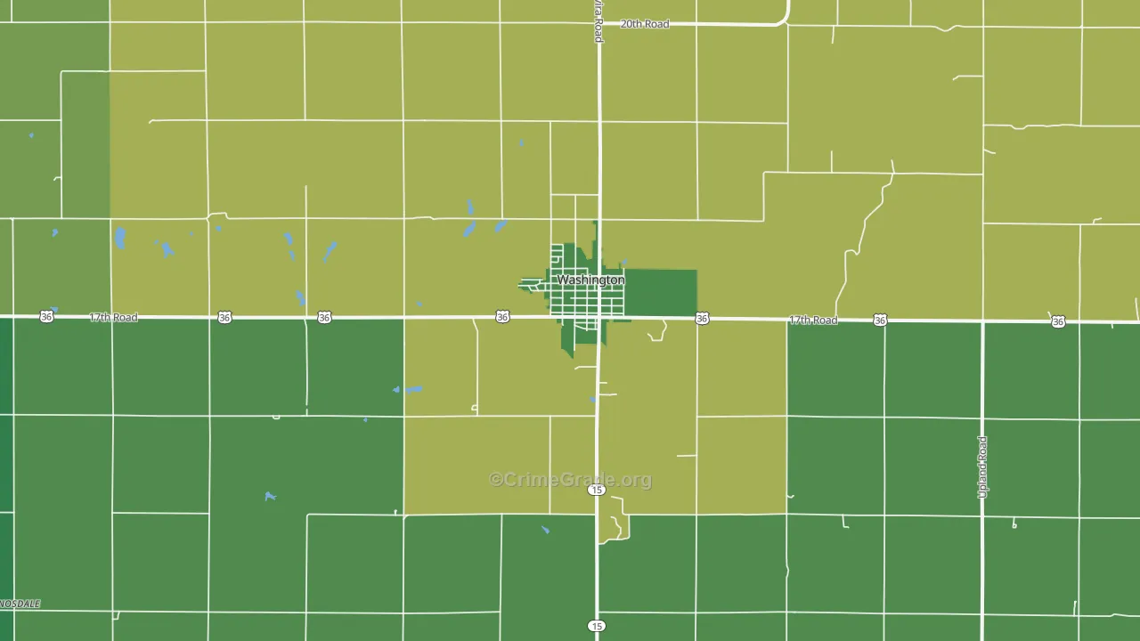 Washington, KS Map of Vehicle Theft Rates