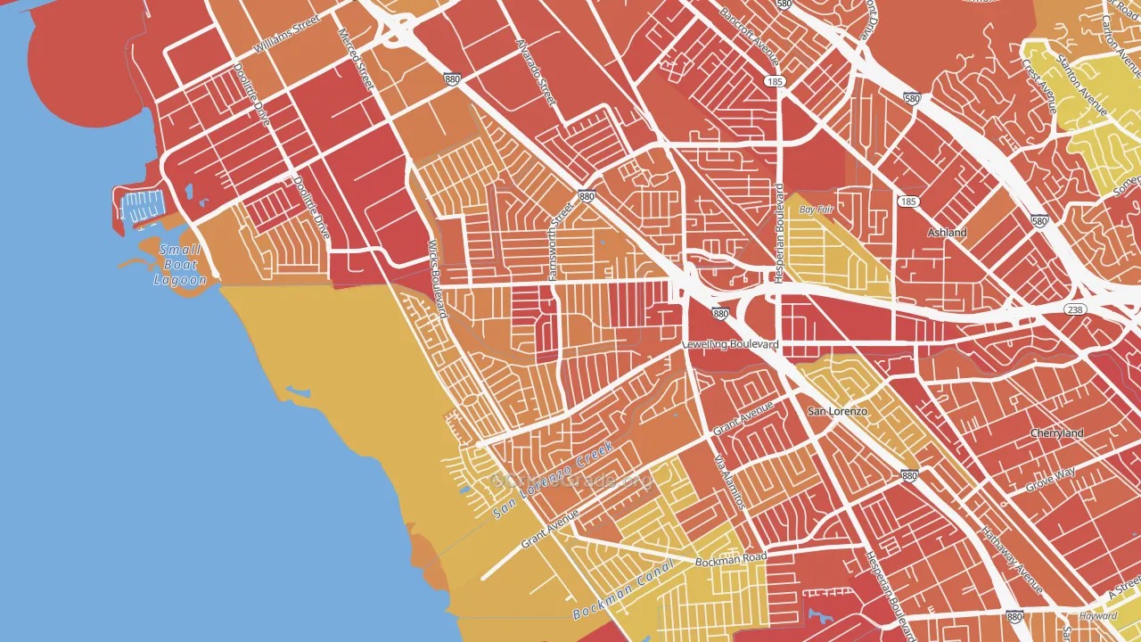 Washington Manor-Bonaire, San Leandro, CA Map of Vehicle Theft Rates