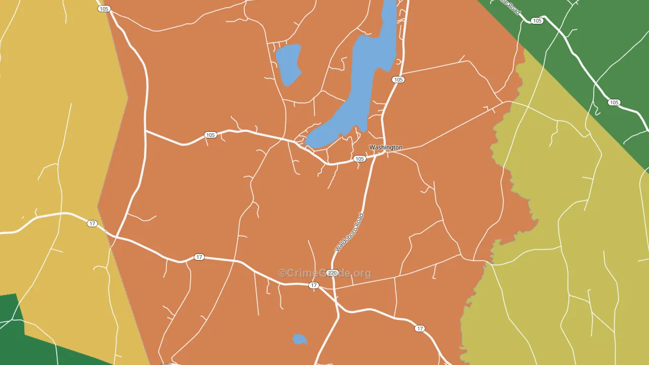 Washington, ME Map of Vehicle Theft Rates