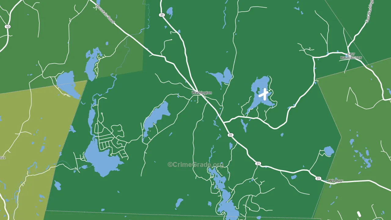 Washington, NH Map of Vehicle Theft Rates
