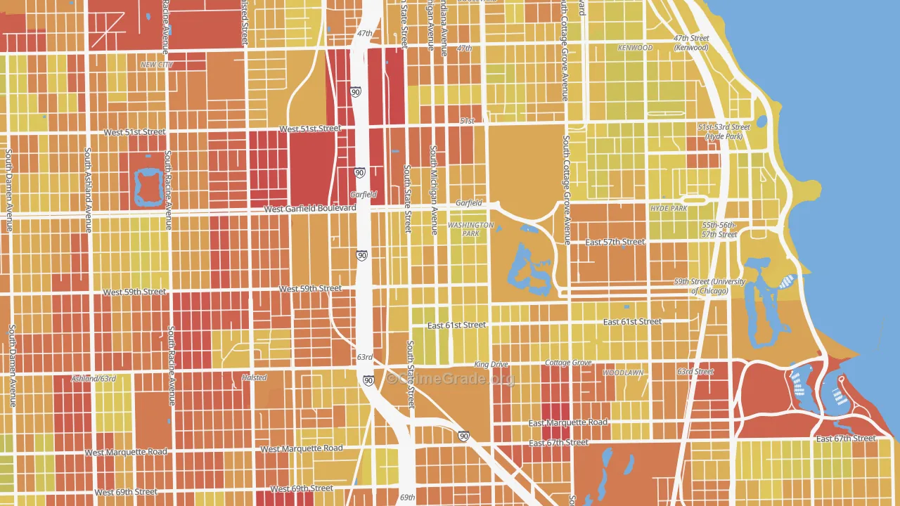 Washington Park, Chicago, IL Map of Vehicle Theft Rates