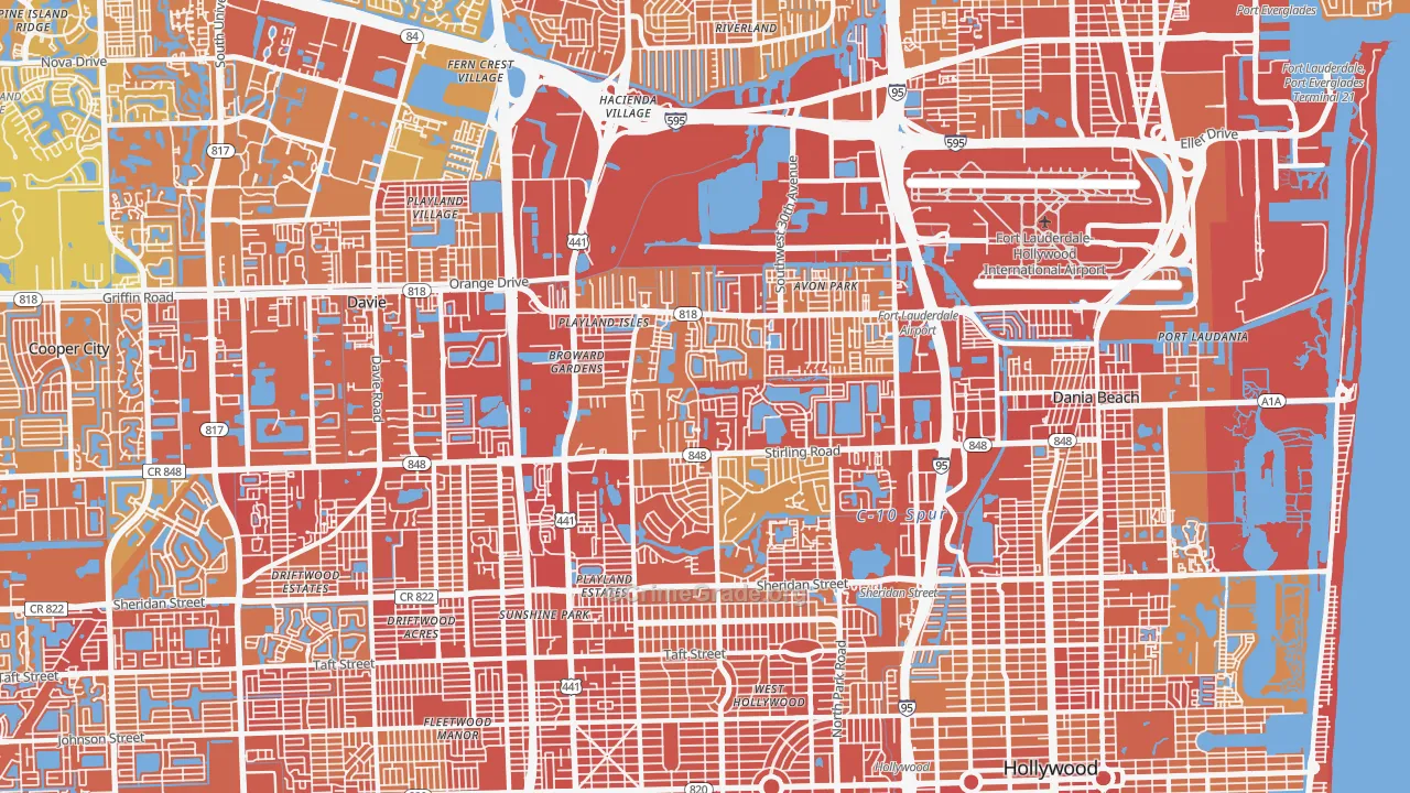 Washington Park, Hollywood, FL Map of Vehicle Theft Rates